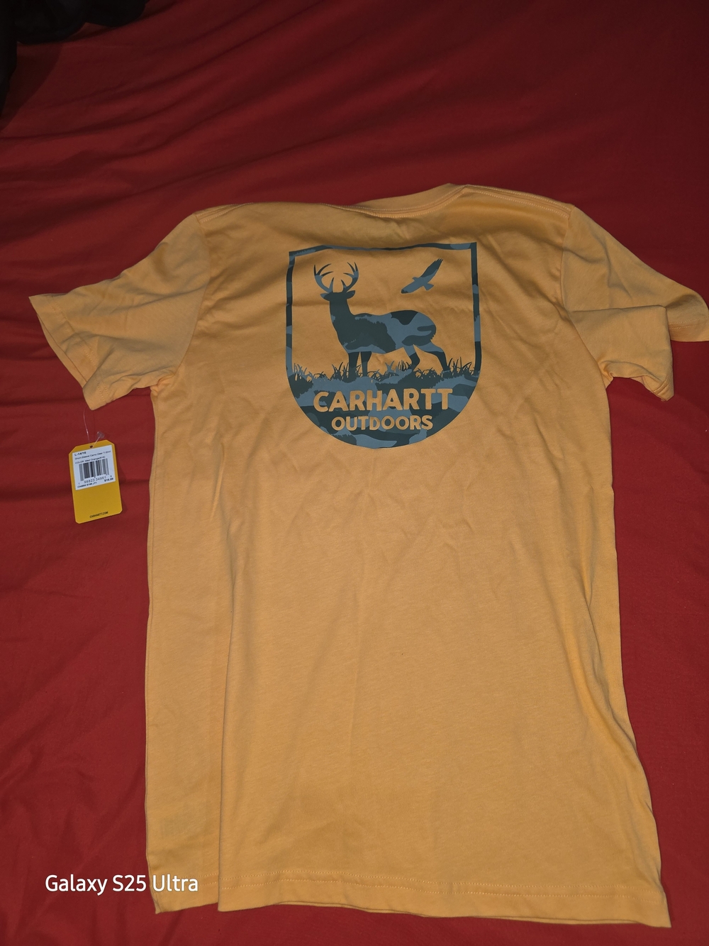 Carhartt Outdoors Graphic Tee - Yellow with Blue Logo